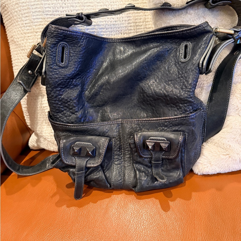 Black Leather Chloe Bucket Shoulder and Cross Body Bag